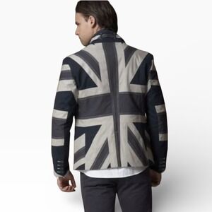 Rhino Men's Union Jack Lined Blazer Slim Fit Statement Jacket Cotton Linen Large